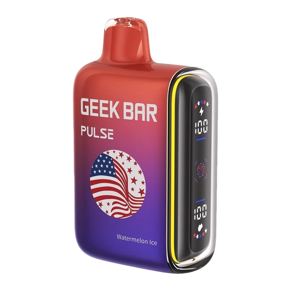 geekbar ice Watermelon Ice Geek Bar Pulse Patriot Edition featuring patriotic design and dual-mesh coil