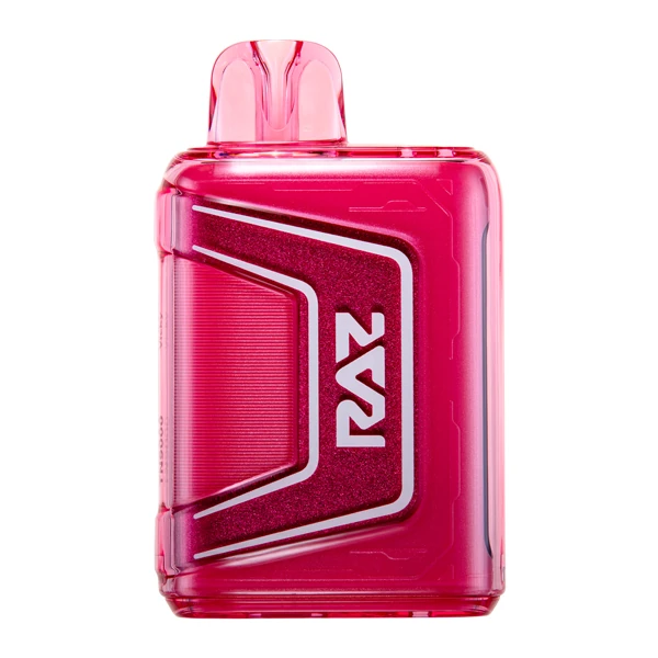 A vibrant red wave flavor lost mary vape device with berries and citrus fruits in the background, showcasing the flavour profile